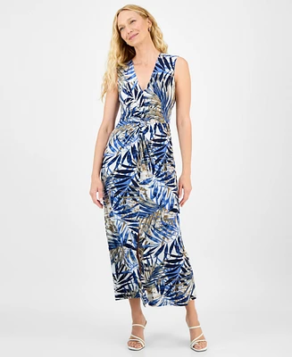 Connected Women's Printed Twist-Front Maxi Dress