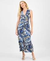 Connected Women's Printed Twist-Front Maxi Dress