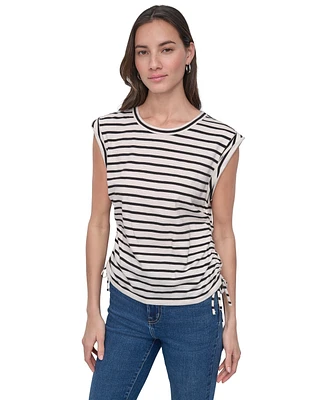 Dkny Jeans Women's Side-Tie Ruched Sleeveless T-Shirt