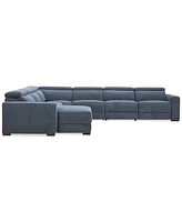 Nevio -Pc. Fabric Power Headrest Sectional with 1 Motion Chair