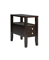 24" Brown End Table With Two Drawers