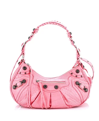 Pre-Owned Balenciaga Small Le Cagole Giant Studs Shoulder Bag Embossed Leather