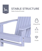 Wooden Adirondack Chair, Outdoor Patio Lawn Chair with Cup Holder, Weather Resistant Lawn Furniture