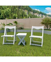 Foldable Small Table and Chair Set with 2 Chairs and Rectangular Table