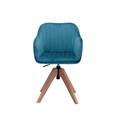 Velvet Arm Chair with Wooden Legs for Dining Room Table or Sitting Area