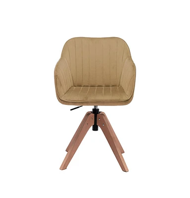 Velvet Arm Chair with Wooden Legs for Dining Room Table or Sitting Area