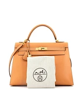 Pre-Owned Hermes Kelly 32 Handbag Brown Vache Liegee with Gold Hardware