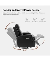 Rosa Genuine Leather Swivel Rocker Power Recliner with Usb Port