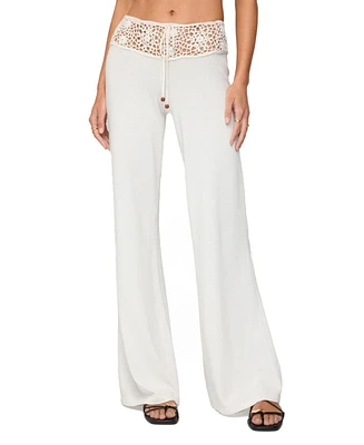 Edikted Women's Kirsty Crochet Waist Knit Pants