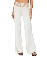 Edikted Women's Kirsty Crochet Waist Knit Pants