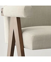 Upholstered Counter Height Bar Stool with Arms, 25.5" Solid Wood Chair for Kitchen Island or Home Bar-Maison Boucle