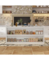 Kitchen island with 8 drawers, kitchen island storage table, coffee station and microwave rack for home, dining room, white, wood