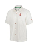 Tommy Bahama Men's White Tampa Bay Buccaneers Coconut Matchup Camp Throwback Button-Up Shirt