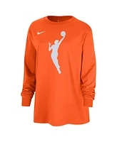 Nike Women's Orange Wnba Jump Woman Logo Boyfriend Oversized Long Sleeve T-Shirt