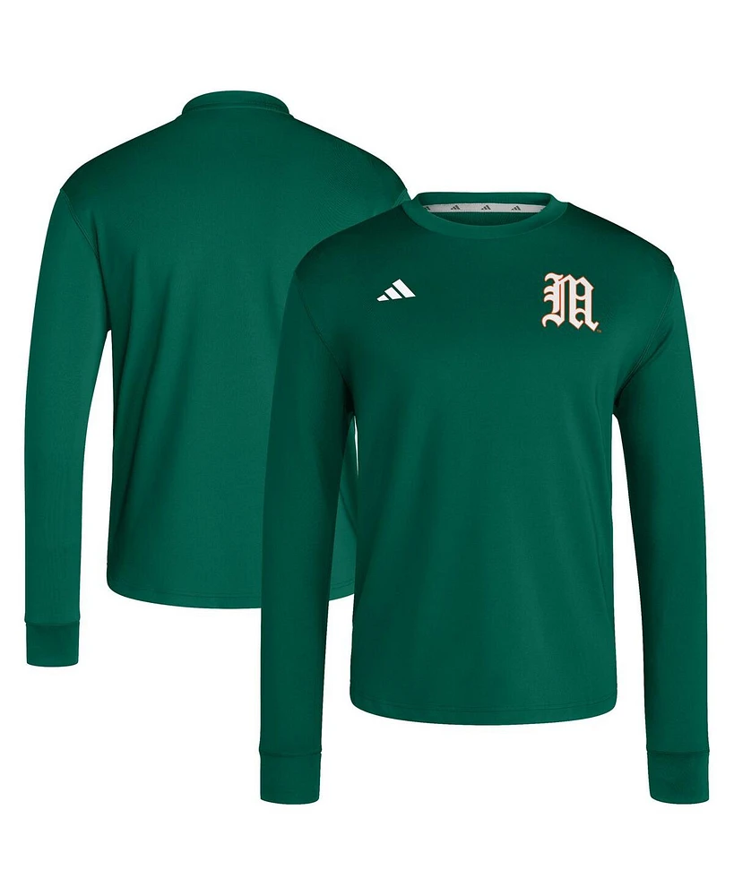 Adidas Men's Green Miami Hurricanes Dugout Pullover Sweatshirt