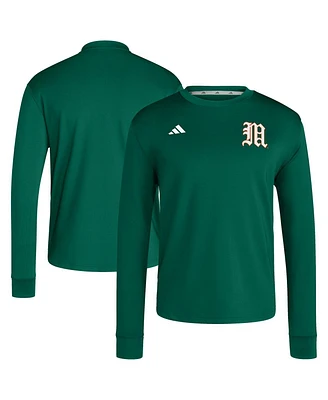Adidas Men's Green Miami Hurricanes Dugout Pullover Sweatshirt