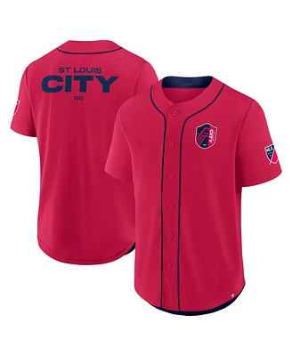 Fanatics Men's Red St. Louis City Sc Injury Time Baseball Jersey