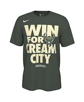 Nike Men's and Women's Hunter Green Milwaukee Bucks 2025 Nba Playoffs On-Court Mantra T-Shirt