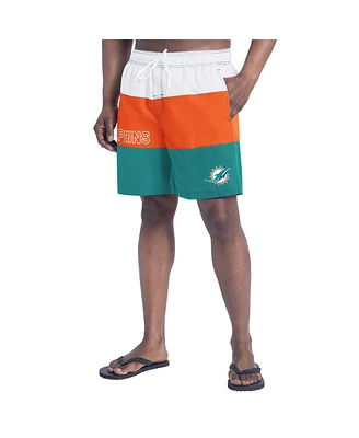 G-iii Sports by Carl Banks Men's Aqua/Orange Miami Dolphins Sunrise Volley Swim Shorts