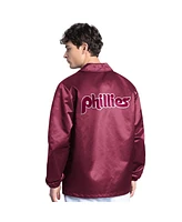 Starter Men's Burgundy Philadelphia Phillies Cooperstown Collection Point Man Full-Snap Coaches Jacket