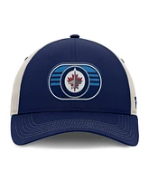 Fanatics Men's Navy/Gray Winnipeg Jets 2025 Stanley Cup Playoffs Locker Room Trucker Adjustable Hat