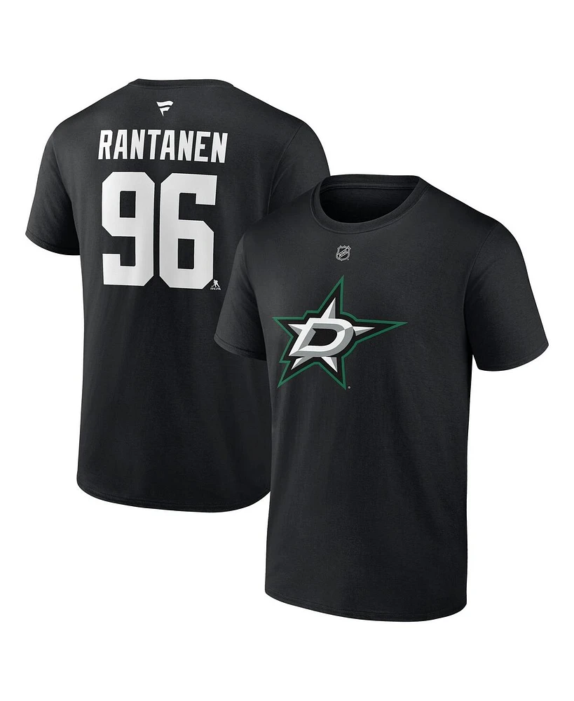 Fanatics Men's Mikko Rantanen Black Dallas Stars Authentic Stack Name Number T-Shirt