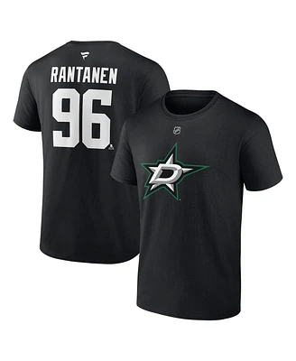 Fanatics Men's Mikko Rantanen Black Dallas Stars Authentic Stack Name Number T-Shirt