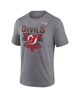 Fanatics Men's Heather Charcoal New Jersey Devils 2025 Stanley Cup Playoffs Crossbar Tri-Blend T-Shirt