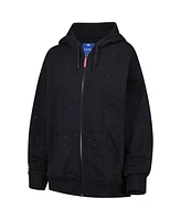 Terez Women's Black Golden State Warriors Oversized Allover Gemstone Full-Zip Hoodie