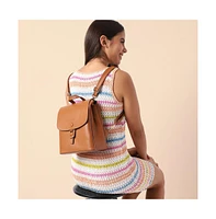Women's Buckle Flap Backpack - Brown