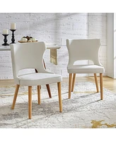 Rita Mid-Century Modern WaterProof Hollow Design Dining Chair with Wingback,Set of 2