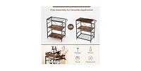 3-Tier Industrial Bar Cart with Detachable Tray for Kitchens