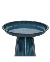Gleeful Garden Metal Bird Bath for Outdoors - Uv-Resistant Large Outside 23-Inch Canyon Clay Glaze
