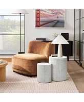LuxenHome 2-Piece White with Gray Flecks Manufactured Wood Nesting Side Table Set