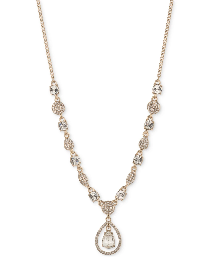 Givenchy Crystal Pear-Shape Orbital Pendant Necklace, 16" + 3" extender