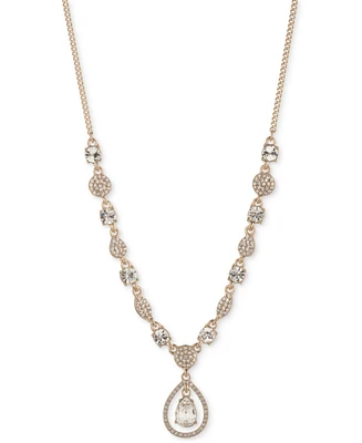 Givenchy Crystal Pear-Shape Orbital Pendant Necklace, 16" + 3" extender