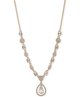 Givenchy Crystal Pear-Shape Orbital Pendant Necklace, 16" + 3" extender