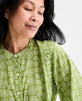 Style & Co Women's Printed Cotton Button-Front Blouse, Exclusively at Macy's