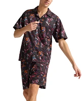 Puma Men's Relaxed-Fit Floral Button-Down Mesh Camp Shirt