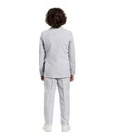 Opposuits Toddler and Little Boys Groovy Grey Slim Fit Solid Suit Including Blazer, Pants and Clip-On-Tie
