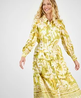 julia jordan Women's Button-Front Long-Sleeve Shirtdress