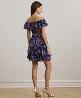 Lauren Ralph Women's Print Off-the-Shoulder Cocktail Dress