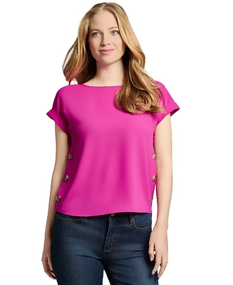 Jones New York Women's Button-Side Cuffed Top