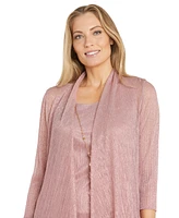 R & M Richards 3-Pc. Metallic Jacket, Necklace Top Pants Set