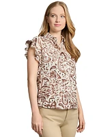 Jones New York Women's Floral Paisley-Print Ruffled Top