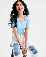 Style & Co. Women's Patchwork High-Rise Straight-Leg Jeans, Exclusively at Macy's
