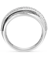 Effy Black & White Diamond Multi-Row Ring (7/8 ct. t.w.) in 14k White Gold