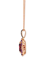 Le Vian Pomegranate Garnet (2-3/8 ct. t.w.), Grape Amethyst (3/8 ct. t.w.) & Diamond (1/4 ct. t.w.) Halo Adjustable 20" Pendant Necklace in 14k Rose G
