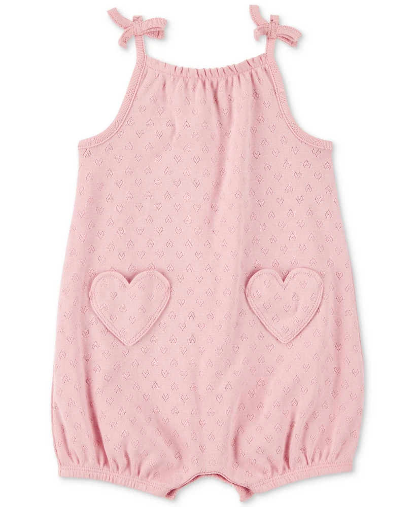 Carter's Baby Girl Heart Pockets Cotton Romper