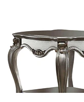 Rustic Solid Wood Side Table with Lower Display Shelf